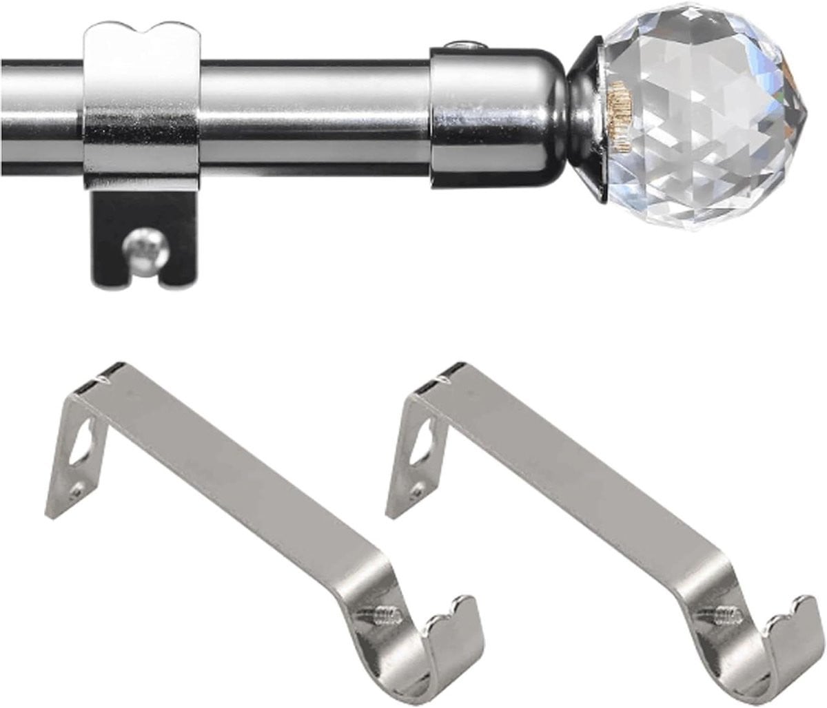 Verstelbare Gordijnroede Enkel - Zilver - 76-157 cm