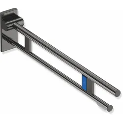 HEWI Stützklappgriff Duo, Design A, Edelstahl PVD, links, 900 mm