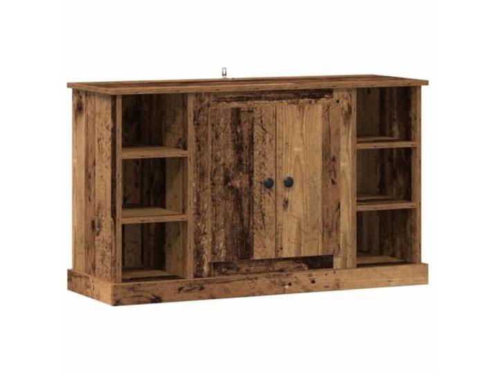 TEKGHUT Sideboard Altholz 100 x 35,5 x 60 cm Holzwerkstoff Rustikales Finish, mattschwarze Knöpfe, integrierte Regale, Scharniertüren, geräumiger Innenraum, Wandmontage, leichte