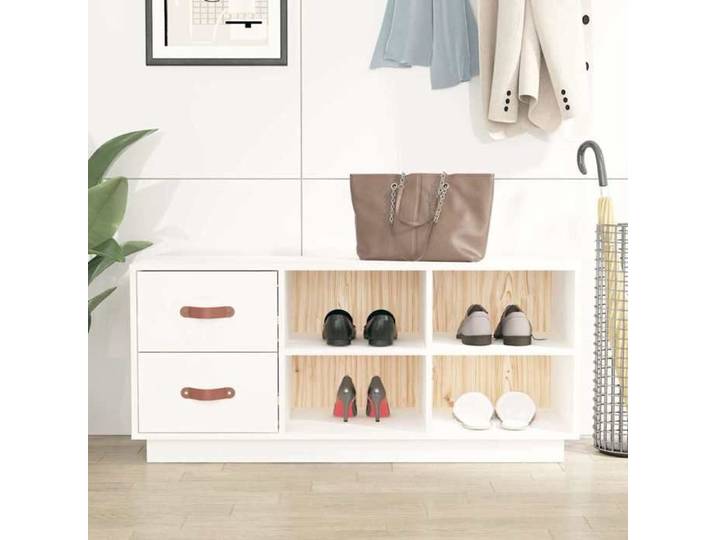 Armoire de stockage chaussure - VIDAXL - TOP Banc à chaussures - Blanc - 100x34x45 cm - Bois de pin massif &&17964