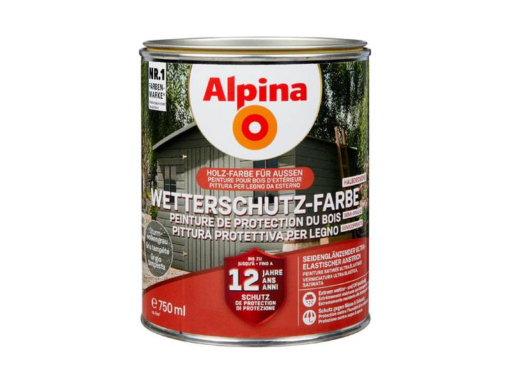 Alpina Wetterschutz-Farbe Sturmwolkengrau Grau 0.75 l Seidenglanz