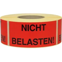 Transpak, Sicherheitskennzeichnung, Hinweisetikett Masse 145x70mm Papier rot NICHT BELASTEN!