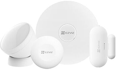 EZVIZ CS-A3-R200-WBG.Kit allarme con gateway A3, Pir T1C,Contatto Magnetico T2C, Pulsante T3C