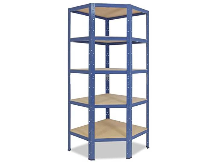 shelfplaza Home 180x70x45 cm Eckregal blau mit 5 Böden Kellerregal · Lagerregal · Metallregal · Regale für Kellerraum · Steckregal · Abstellraum Regal