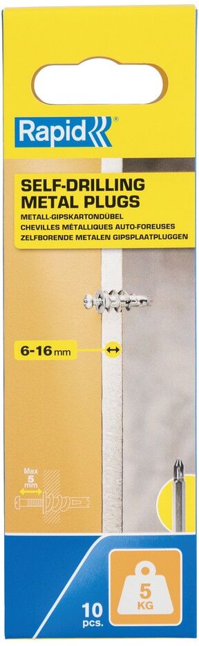 Isaberg Rapid AB Rapid Selbstschneidende Gipskartondübel für 6 - 16 mm Plattendicke, 5 kg Tragfähigkeit