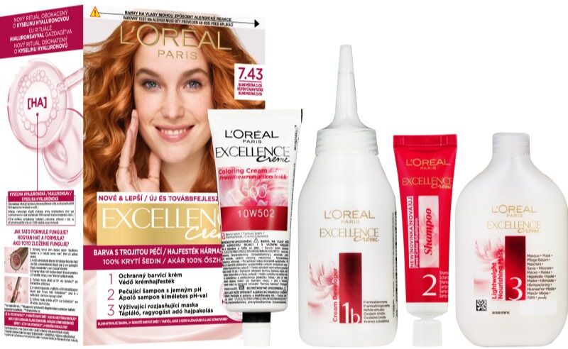 L’Oréal Paris Excellence Creme coloration cheveux teinte 7.43 Blonde Copper 1 pcs