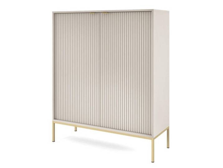 Sepro Meble Kommode Kaschmir NEW K104 Gerillt Goldfarben, Ecru, 104x125x39 cm, Kleinmöbel, Kommoden, Kommoden