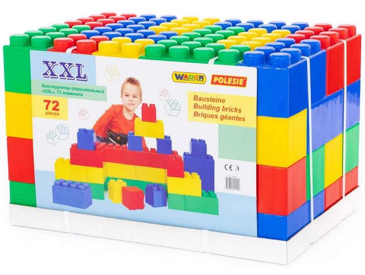 WADER QUALITY TOYS Bausteine Bausteinblock XXL 72 Stück 12M+ Spielbausteine, (72 St)