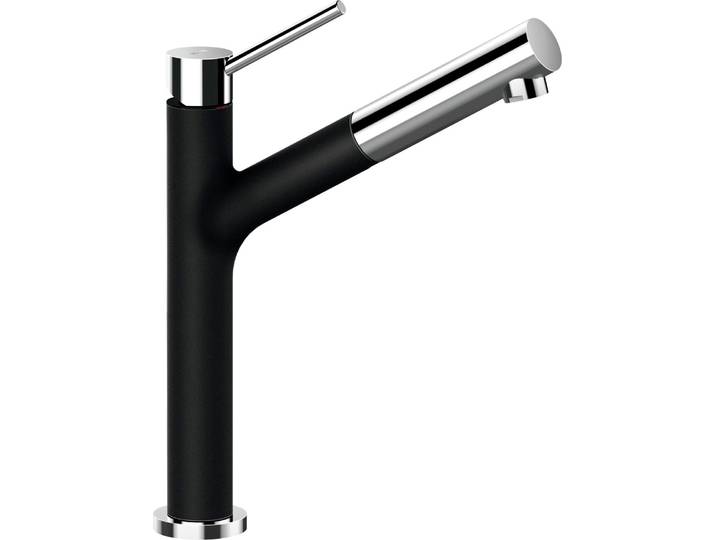 Küchenarmatur SCHOCK DION SB , schwarz (puro), B:18,9cm H:29,3cm Ø:5cm, Messing, Armaturen, Küchenarmatur, ausziehbarer Auslauf, Rückflussverhinderer, Schwenkbereich 120