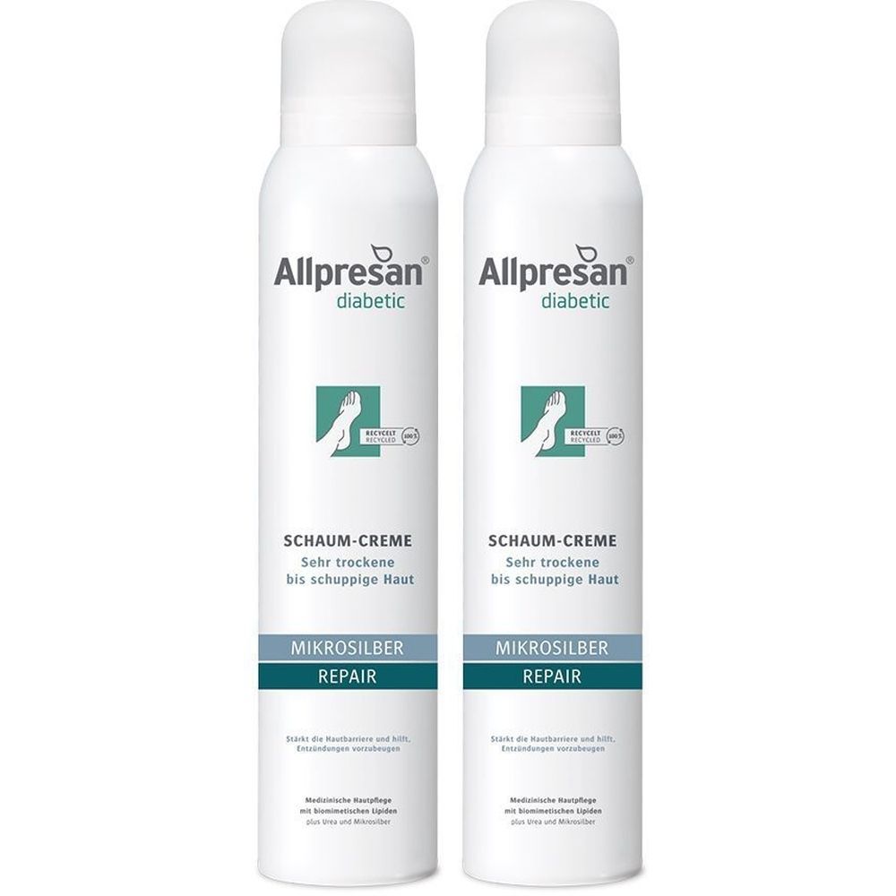 Allpresan diabetic Mikrosilber+Repair Schaum-Creme 2x 2x200 ml Schaum