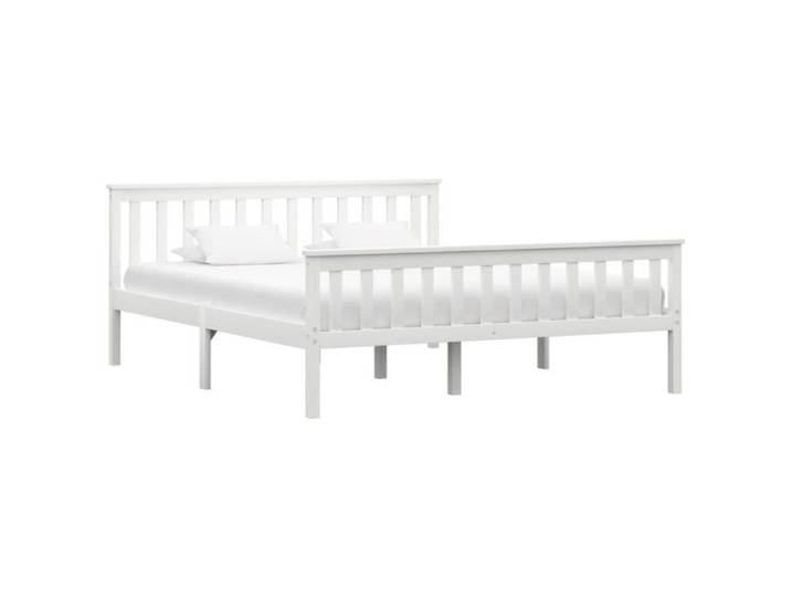 Lit double en bois massif blanc OVONNI - Cadre de lit 160x200 cm - Elégance et chic
