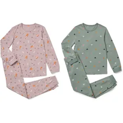 Tchibo - 2 Kinder-Pyjama-Sets - Mädchen - Gr. 122/128 - rosa/print