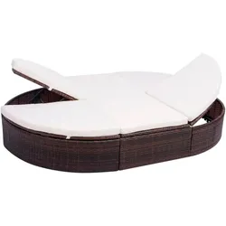 vidaXL Outdoor-Loungebett mit Kissen Poly Rattan Braun