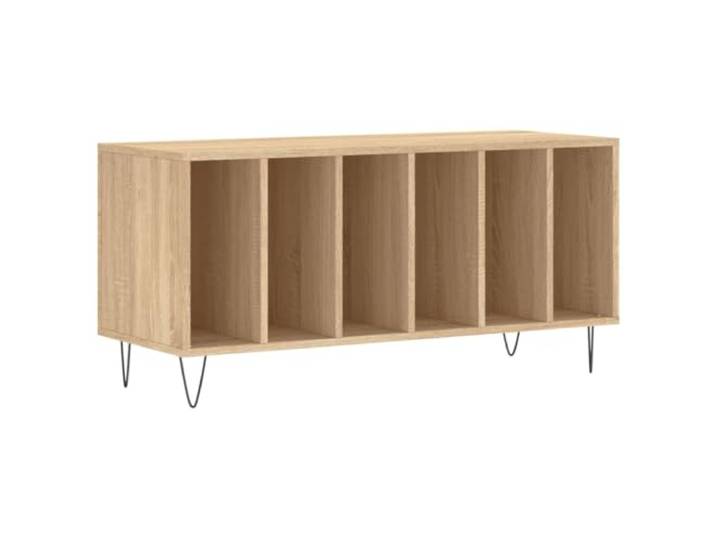 GHVBNMF Plattenschrank Sonoma-Eiche Vinyl Schrank 100x38x48 cm Geräumiges LP Regal für das Wohnzimmer mit stabilen Metallbeinen und praktischer Stellfläche für Plattenspieler.