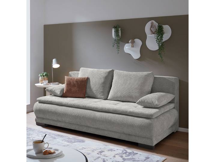 Schlafsofa Tilley Grau/Silber Chenille Edisa 212 x 94 x 105cm mit Schlaffunktion Modern