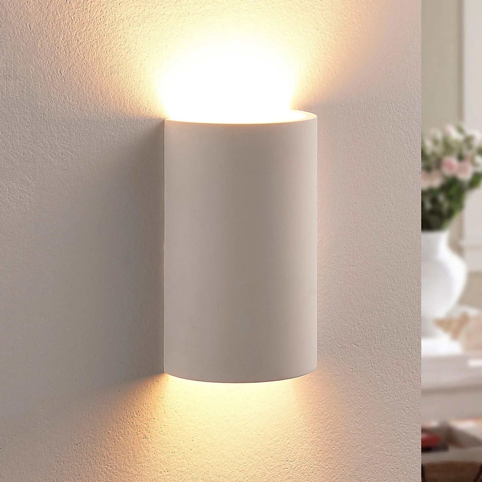 Lindby Colja Ronde Wandlamp Wit Keramiek - Modern - Dimbaar - Up & Down