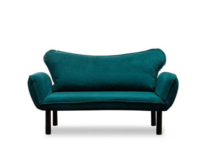 Banquette convertible bleu canard en tissu
