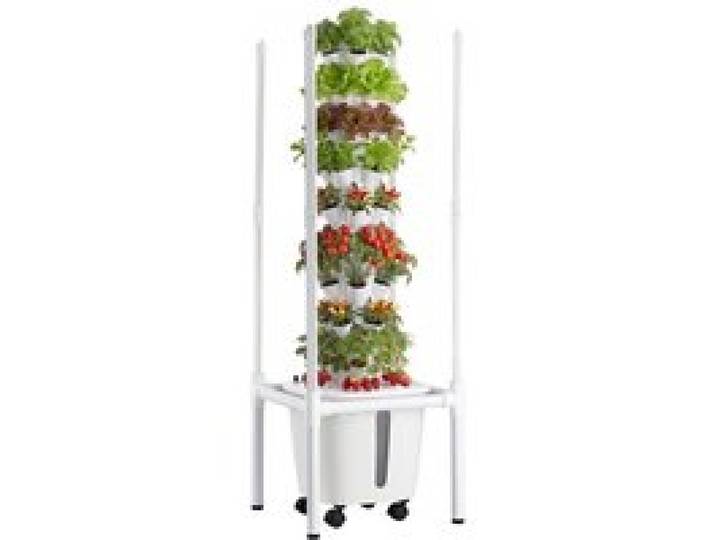 VEVOR Hydroponischer Turm 45 Pods, Hydrotower 9 Ebenen, Hydroponik-Anbausystem mit LED-Pflanzenlampe, App-Steuerung & Rädern, 20-L-Wassertank & Pumpe, Hydroponic Tower für Kräuter, Obst & Gemüse