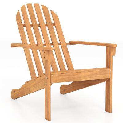Costway Acacia Wood Outdoor Adirondack Chair with Ergonomic Design-Natural