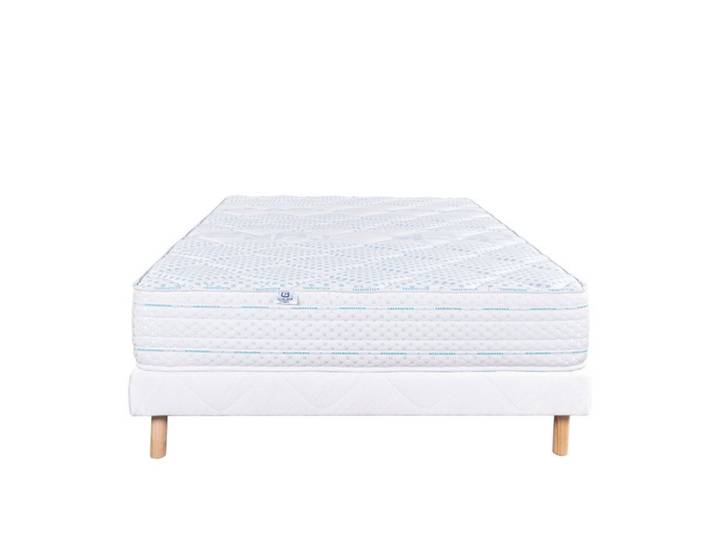 LUXURY LITERIE - Ensemble matelas + sommier - THERMOTEC - 140 x 190 cm - Tapissier - Ferme - Face été/hiver