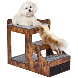 VEVOR Etagenbett für Haustiere mit abnehmbarer Treppe, Fenstersitz für Hunde/Katzen mit Stauraum, mehrstufiges Bett, Schlafcouch für Hunde, Sitzplattform für Haustiere,  830 x 450 x 675 mm (Braun)
