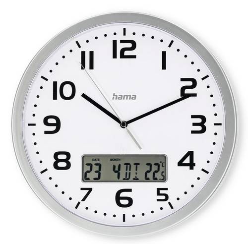 Hama 00185878 Funk Wanduhr 30cm x 300mm x 300mm x 35mm Silber