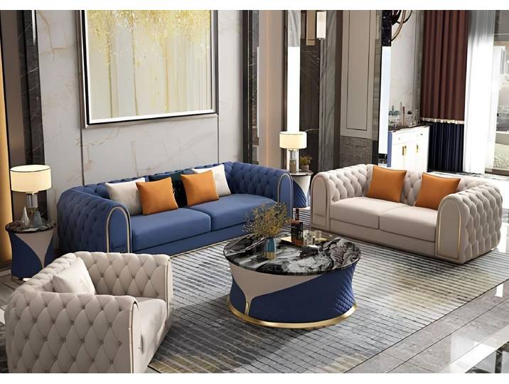 Xlmoebel Polstergarnitur Elegantes Chesterfield Wohnzimmer-Ensemble im modernen Design, (Wohnzimmer-Ensemble, 3-tlg., 3tlg.Wohnzimmer Set (Sofagarnitur 3 + 2+ 1 Sitzer), Hergestellt in Europa
