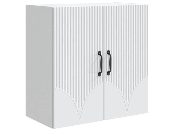 HGFDVCMR Wandschrank Weiß 59 x 31 x 60 cm Hängeschrank aus Holzwerkstoff Kompakter Hängeschrank für Wohnzimmer und Schlafzimmer mit Regalboden und zwei Türen für praktische Aufbewahrung.