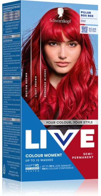 Schwarzkopf LIVE Colour Moment coloration capillaire semi-permanente teinte 092 Pillar Box Red 50 ml