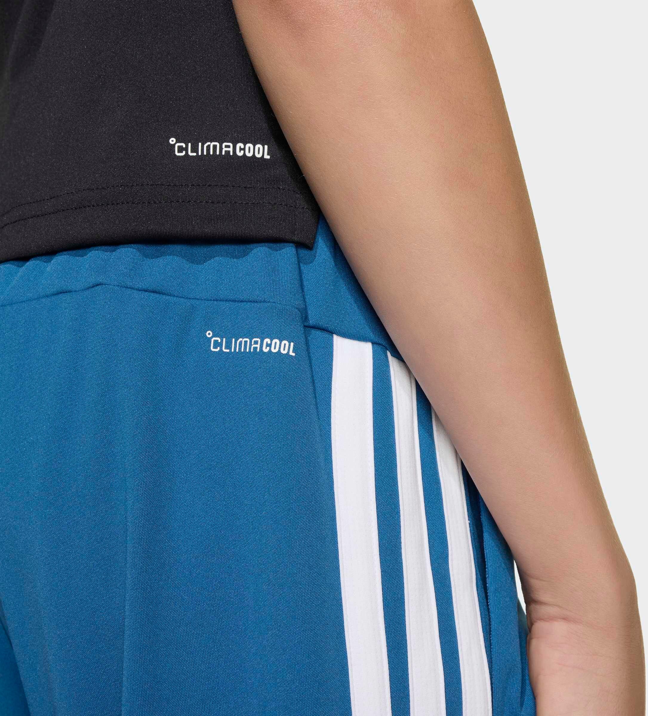 Shorts ADIDAS SPORTSWEAR "J TR-ES 3S SH", Mädchen, Gr. 176, N-Gr, blau (dupe, weiß,), Obermaterial: 100% Polyester, Hosen Shorts, Shorts für Kinder, sportlicher Stil dupe, weiß, 176, N-Gr