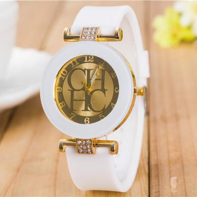 Fusion Finds Women's Quartz Watch Minimalist Diamond Casual Silicone Strap Wrist Watch white