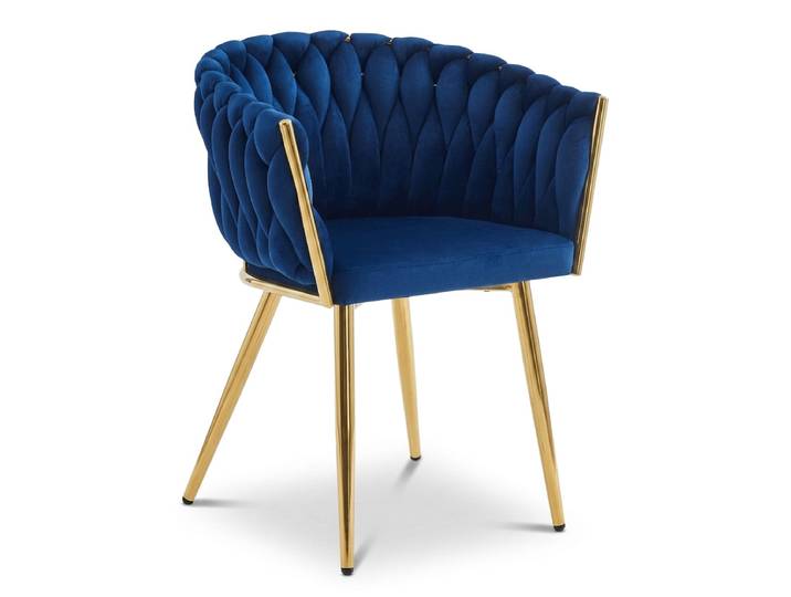 ANGEBOT Samt Esszimmerstuhl ORION VELVET mit goldenen Beinen, dunkelblau II. Klasse
