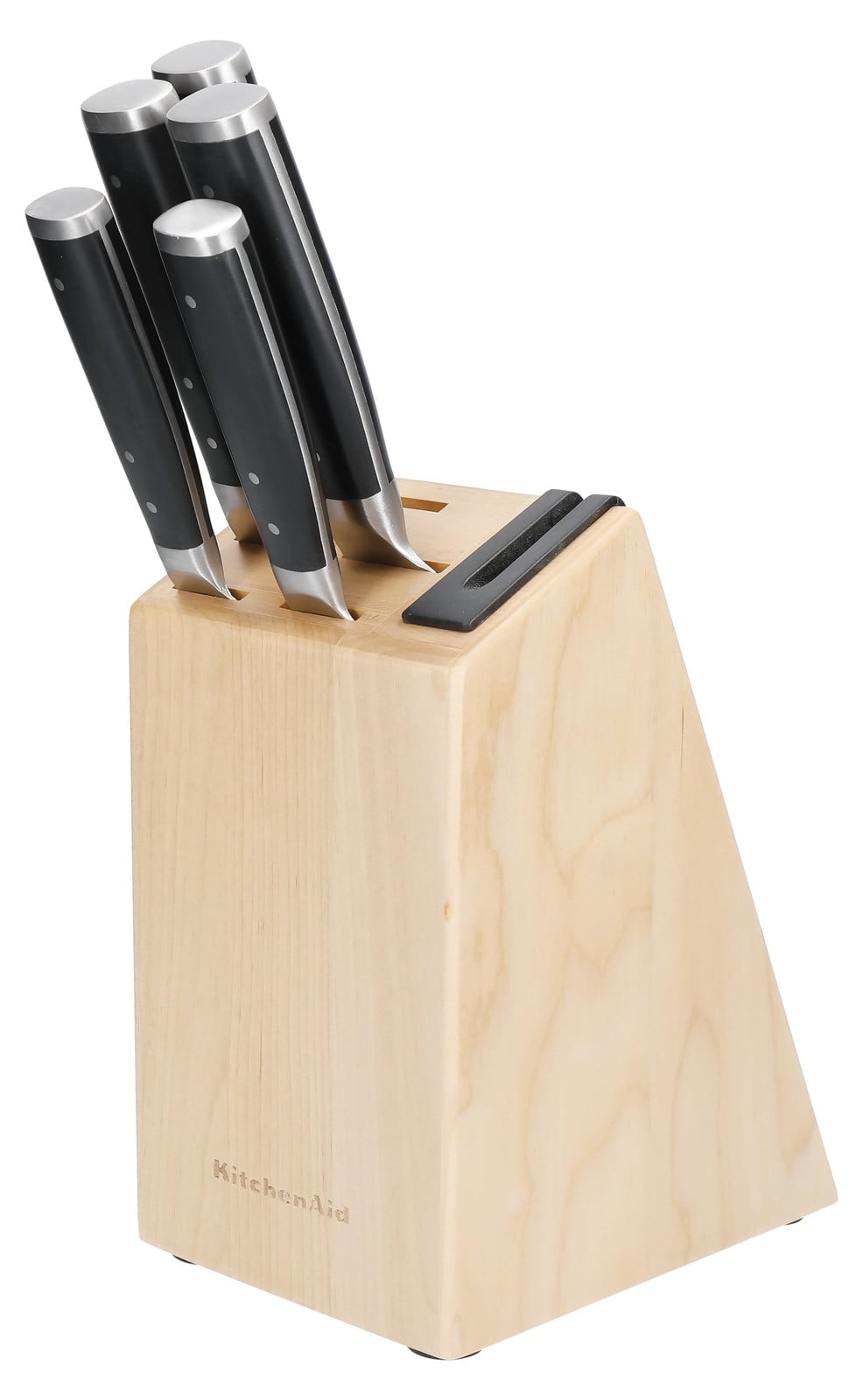 KitchenAid Messenblok Gourmet Berkenhout - 6-delig - Met geïntegreerde messenslijper