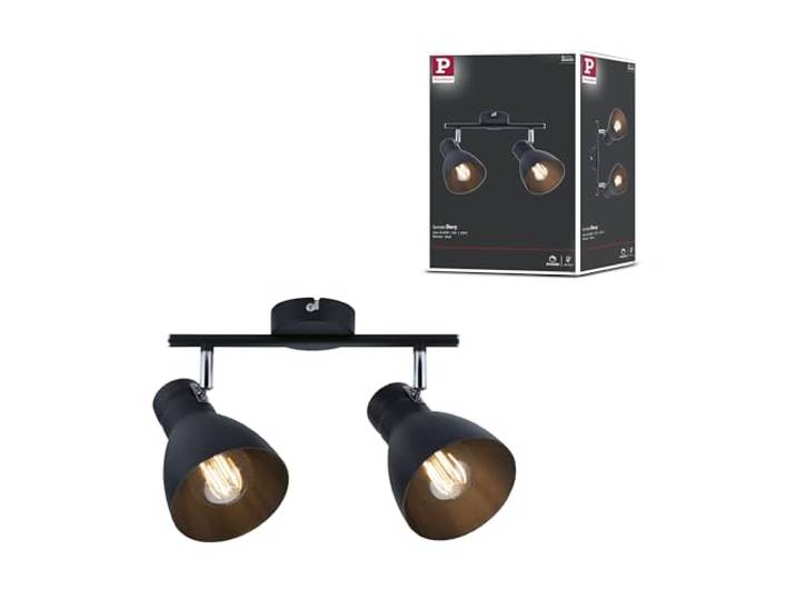 Paulmann 66760 Spotlight Davy 2 lampes max. 2x20 watts Plafonnier noir Spot de plafond E27 Spot de plafond sans ampoule
