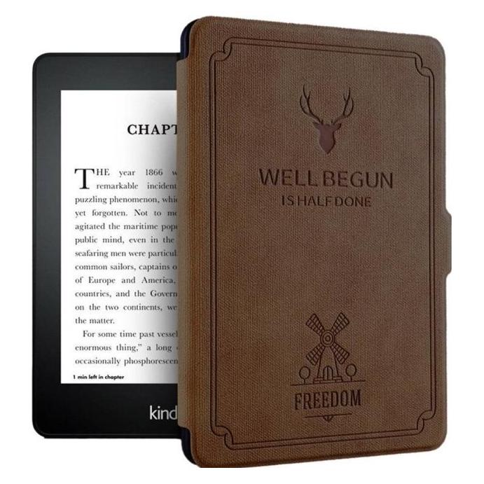 Strado Pokrowiec Etui futerał Smart Motto do Kindle Paperwhite 1/2/3 (Brązowe) uniwersalny (Amazon Kindle Paperwhite 2024) (5904172317711)