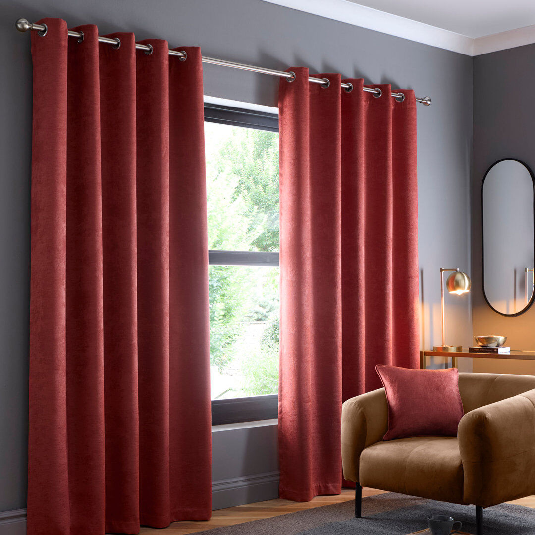 Fusion Strata Room Darkening Curtain Terracotta Width 229 x Drop 229 cm