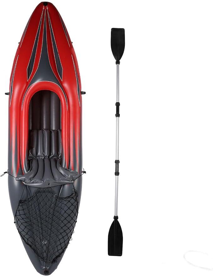 Aufblasbares Kajak-Set für 1 Person, Aufblasbares Kanuboot aus PVC mit Handpumpen-Paddel-Aufbewahrungstasche Zum Angeln