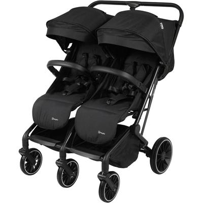 Zwillingsbuggy BABYGO "Zwillingskinderwagen GOTwice", Kinder, schwarz, Kinderwagen, mit drei schwenkbaren Vorderrädern