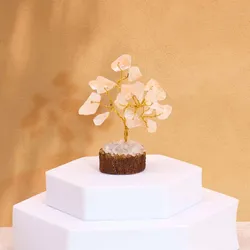 Mini Gemstone Trees On Wood Base - Rock Quartz (15 stones)