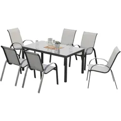 Gartenset Amalfi 7-tlg. Aluminium Silber/Schwarz