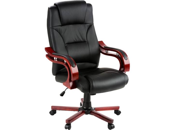 Fauteuil de direction accoudoirs bois - noir