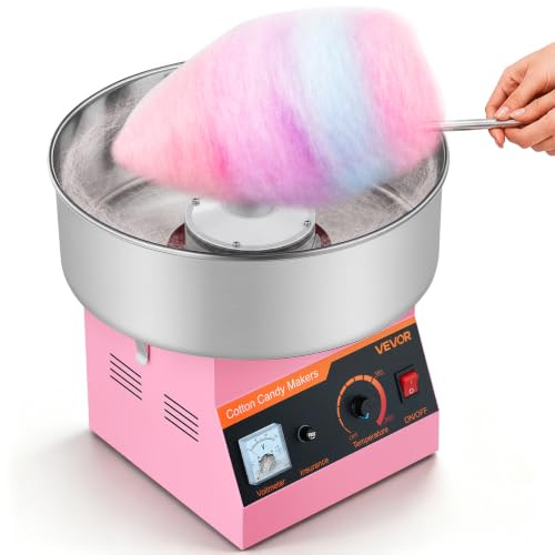 VEVOR Suikerspinmachine 1000W met RVS kom en suikerlepel, Roze
