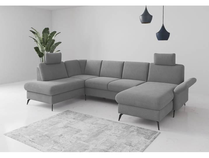 Wohnlandschaft, Luxus-Microfaser Euphoria, Grau, 314×195×93 cm, Mit Bettfunktion & Bettkasten, Klassisch, Home-affaire
