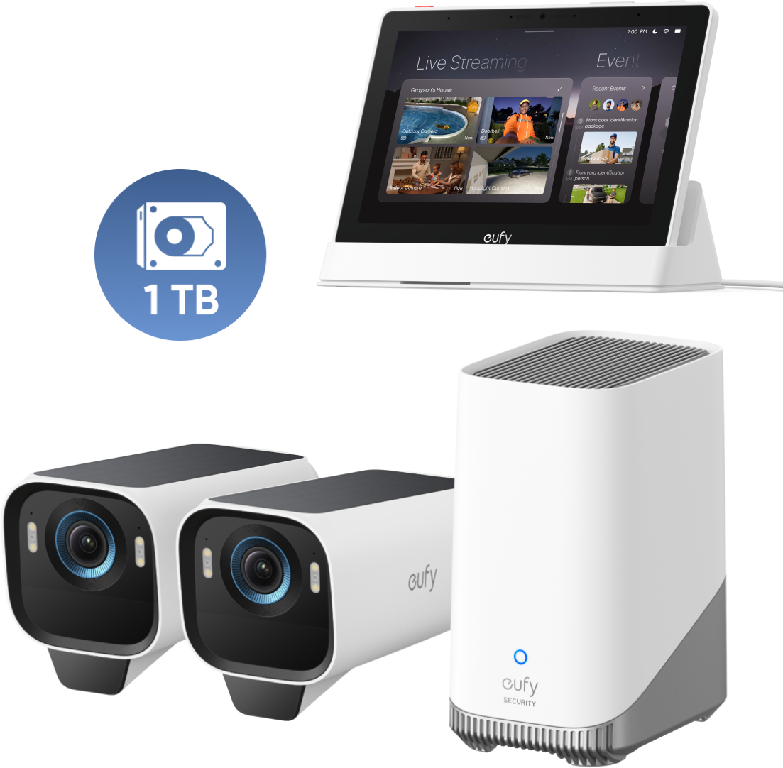 eufy Smart Display + eufyCam S3 Pro 2-Cam Set + 1 TB Harde Schijf