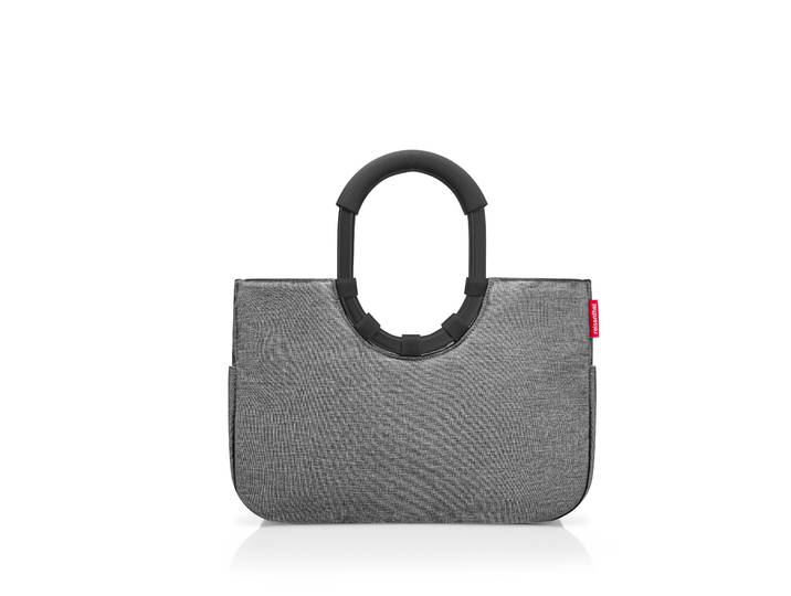Einkaufsshopper REISENTHEL loopshopper M , grau (frame twist silber), B:40cm H:26cm T:20cm, Polyester, Einkaufskörbe, Einkaufsshopper, Herausnehmbare Innentasche, Standfüße, Innentasche Reißverschluss