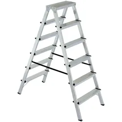 BRB Doppelleiter/Bockleiter aus Alu 2x6 Stufen, max. erreichbare Arbeitshöhe 3300 mm