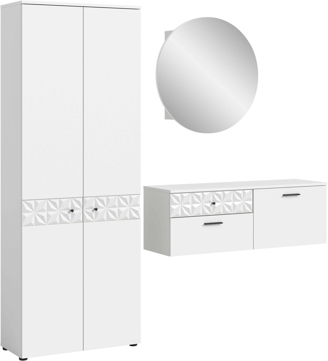 Furnilux Prisma kledingkastcombinatie wit hoogglans MDF B/D/H: 195 x 34 x 192 cm
