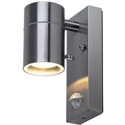 Wand Lampe Bewegungsmelder Außen Beleuchtung Balkon Garten Leuchte silber im Set inkl. LED Leuchtmittel