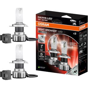 OSRAM Auto-Lampe Night Breaker SMART, 6000 Kelvin, H19 / H4, 12V / 20 Watt, Scheinwerferlampe, LED-Retrofit, 2 Stück