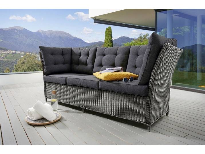 Destiny Loungesofa PALMA, Aluminium, Polyrattan, 3er Bank, inkl. Auflagen